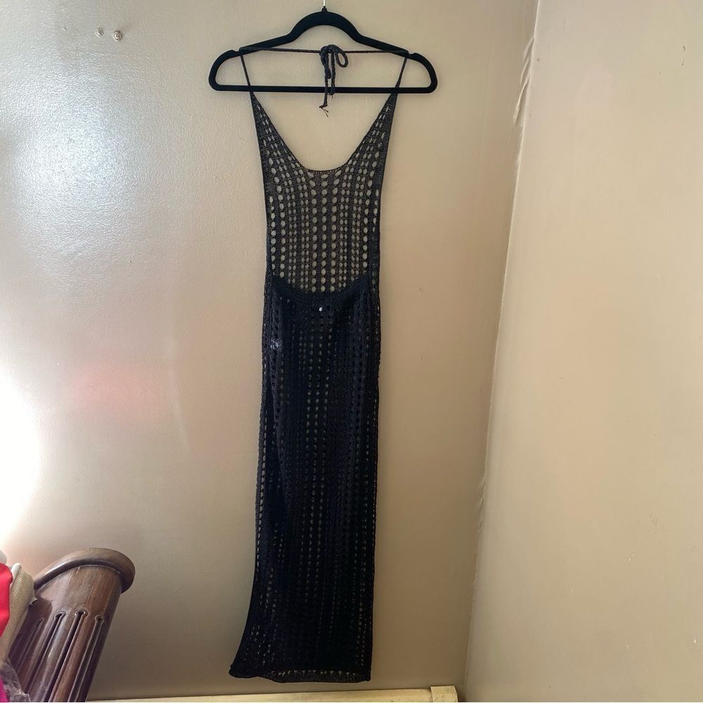 Superdown Renata Dress black sheer halter swim cover up mesh midi maxi Revolve - Picture 10 of 10